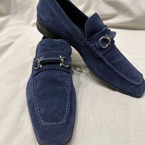 Salvatore Ferragamo blue suede loafers